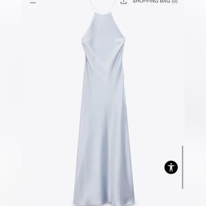 Zara Satin strappy dress in light blue